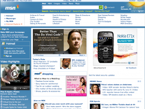 Front page of MSN (lower left)